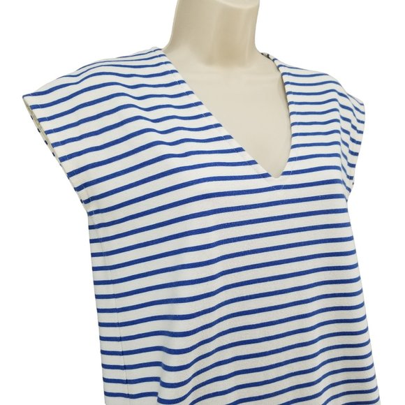 J.CREW Striped Mini Dress Blue White V Neck Cap Sleeve Nautical Pullover Sz XXS - Picture 4 of 10